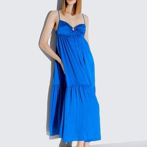 NWT Zara Oversized Satin Effect Dress Cobalt Blue
